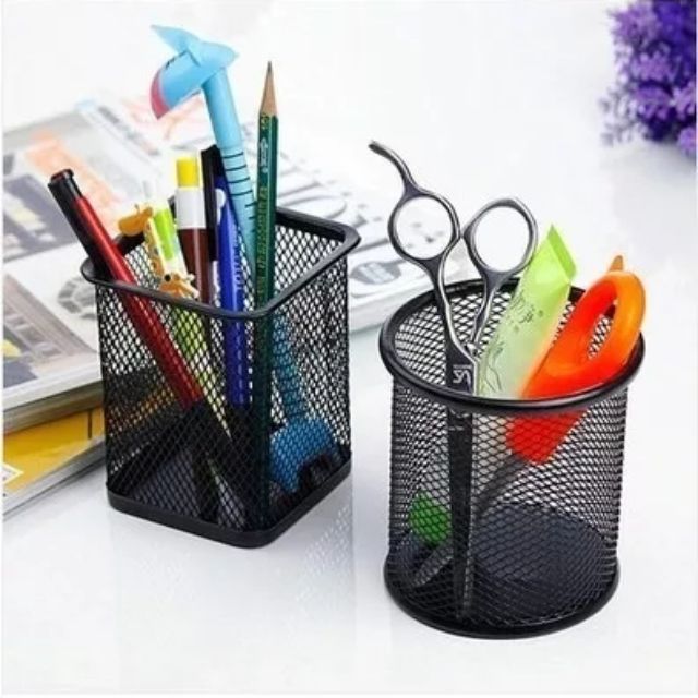 Metal mesh pen container square/round | Shopee Philippines