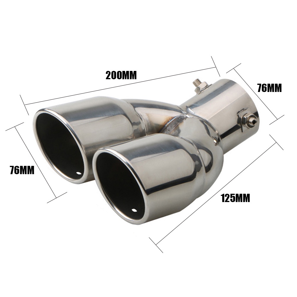 Bent Dual Exhaust Tip Bolton Rolled Edge Slant Stainless Steel Cut