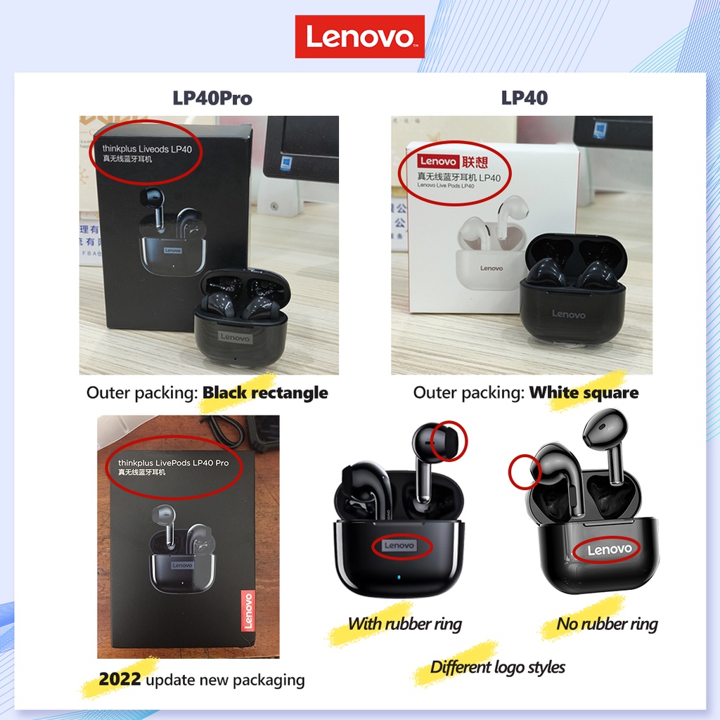 Lenovo Lp40 Series Lp40 Pro And Lp40 Plus Ipx5 True Wireless Bluetooth Earphones Tws Hd Stereo 9485