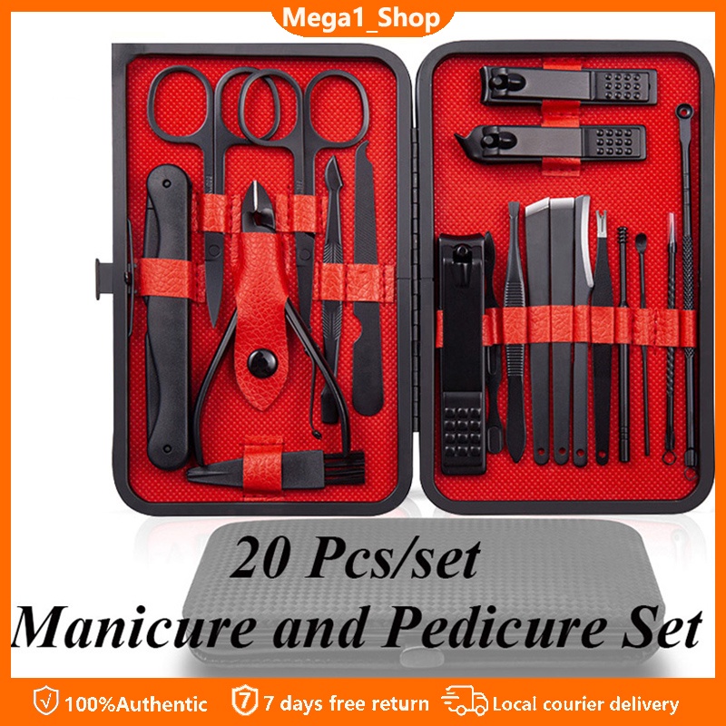 Original Manicure Pedicure Set 18/20/23 Pcs Stainless Steel Nails Tools Cutter Pedicure Kit With