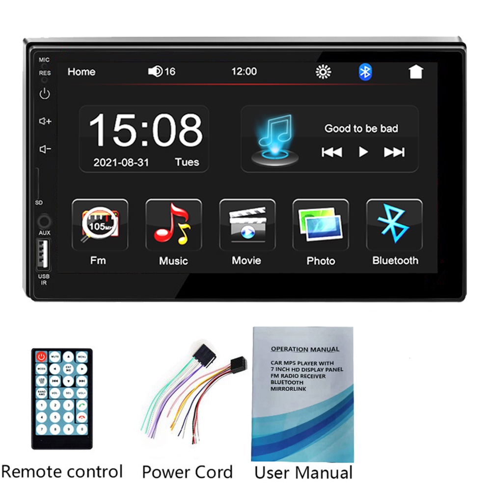 2 Din 7" HD Touch Screen Car Stereo Car Multimedia Radio Player MP5 MP3 ...