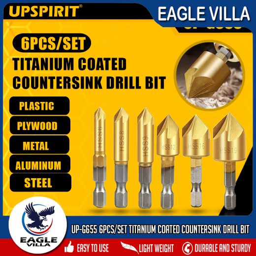6pcs 5 Flute Countersink Drill Bits Set Counter Sink Chamfer Cutter 1/4 ...