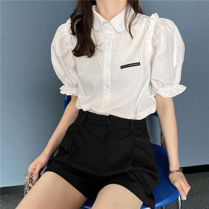 Short puff sleeve shirt hot sale