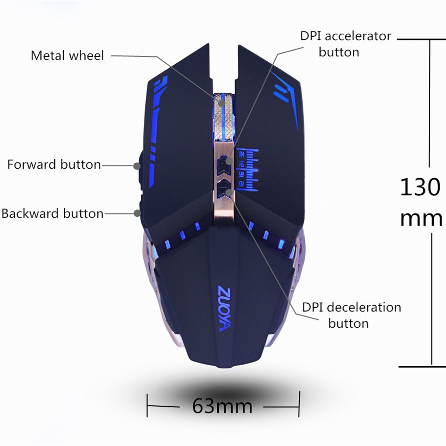 ZUOYA USB Wired Gaming Mouse 7 Buttons Optical LED Computer Game Mice