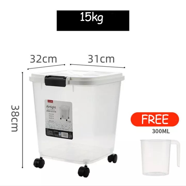 25/15/10kg Rice Sealed Storage Container With wheels Large Capacity Kitchen Rice Bean Storage