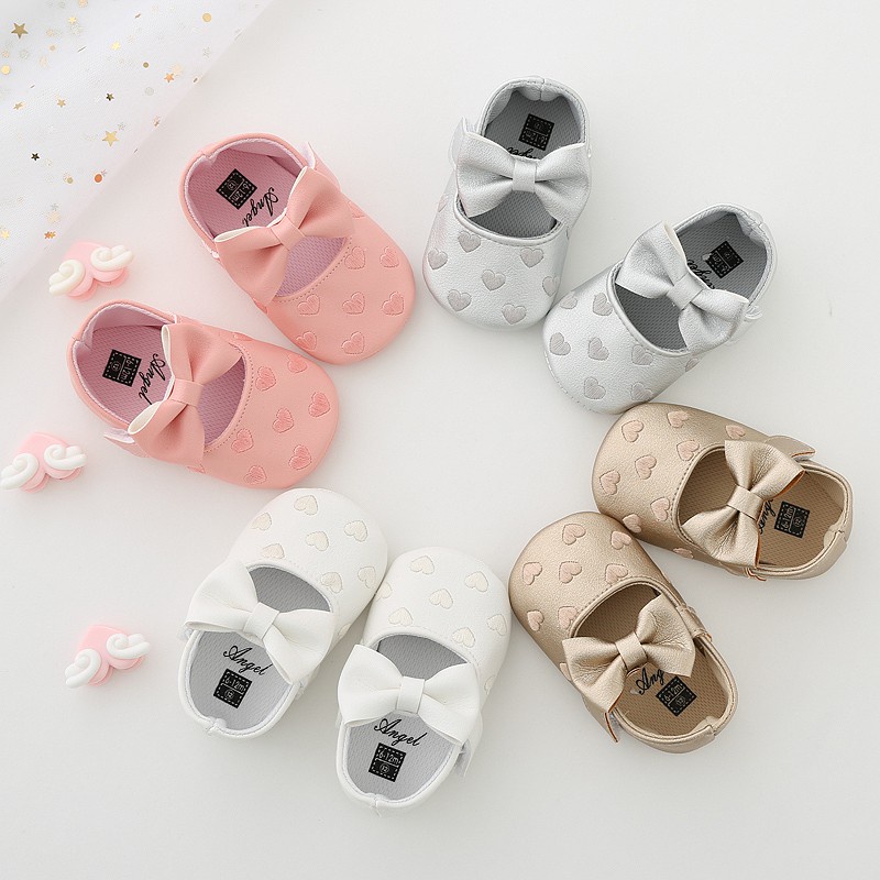 Newborn Baby Girl Crib Princess Shoes Bow Decor Prewalker 0-18 Months