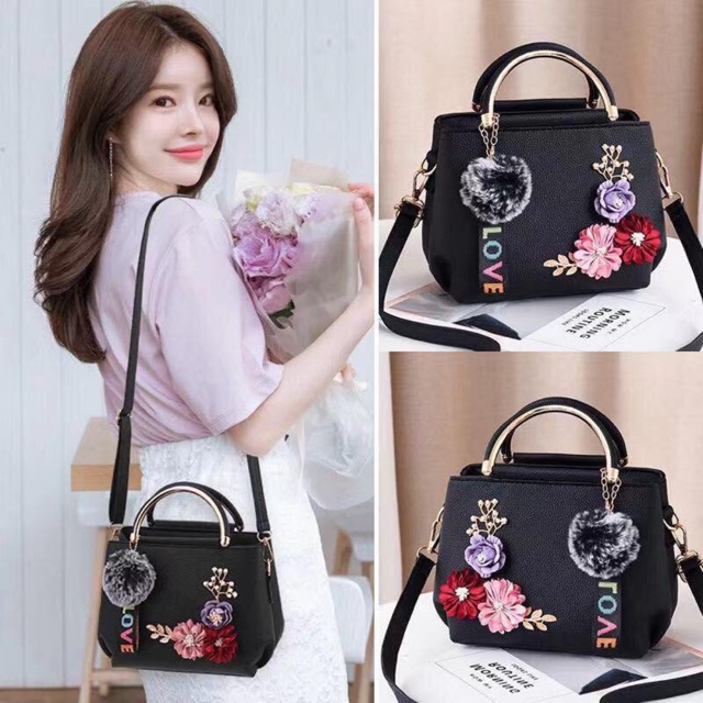 Floral Pin Trendy Korean Sling Shoulder Bag Shopee Philippines