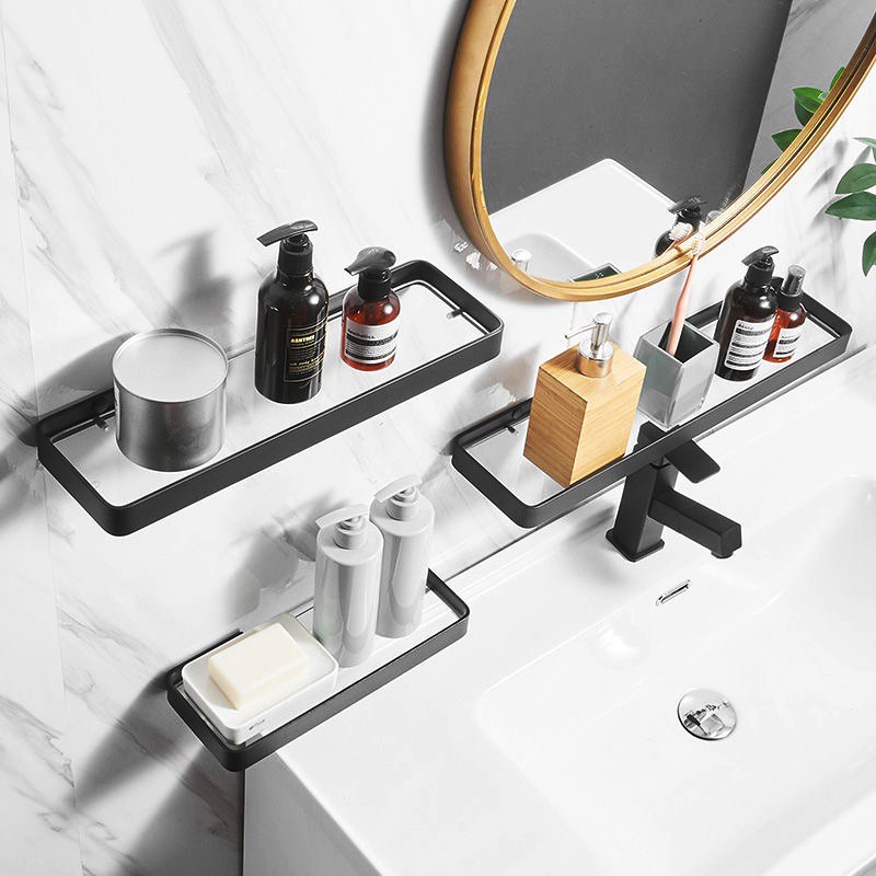 Bathroom Organizer Wall Mounted Glass Corner Shelf/Bathroom Shampoo Shower Shelf Holder Rack