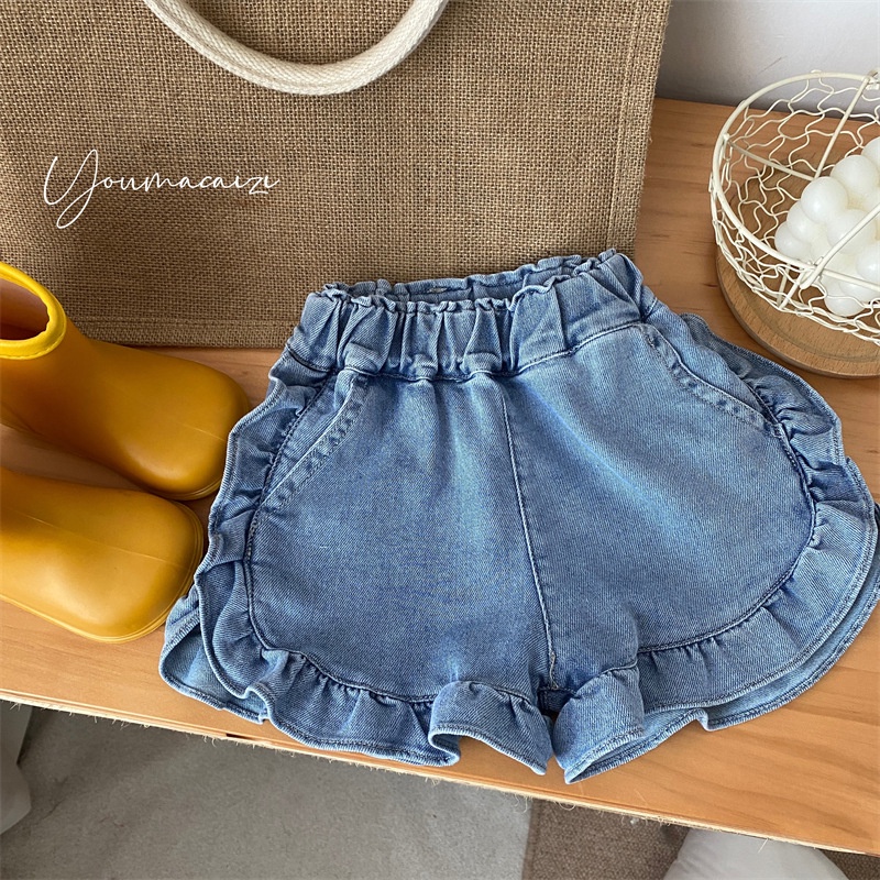 Blue Jean Shorts with Ruffles for Girls Moy Kids Korean Style Children ...