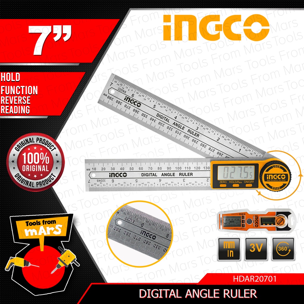 INGCO Digital Angle Ruler HDAR20701 100% ORIGINAL / AUTHENTIC •TOOLS ...