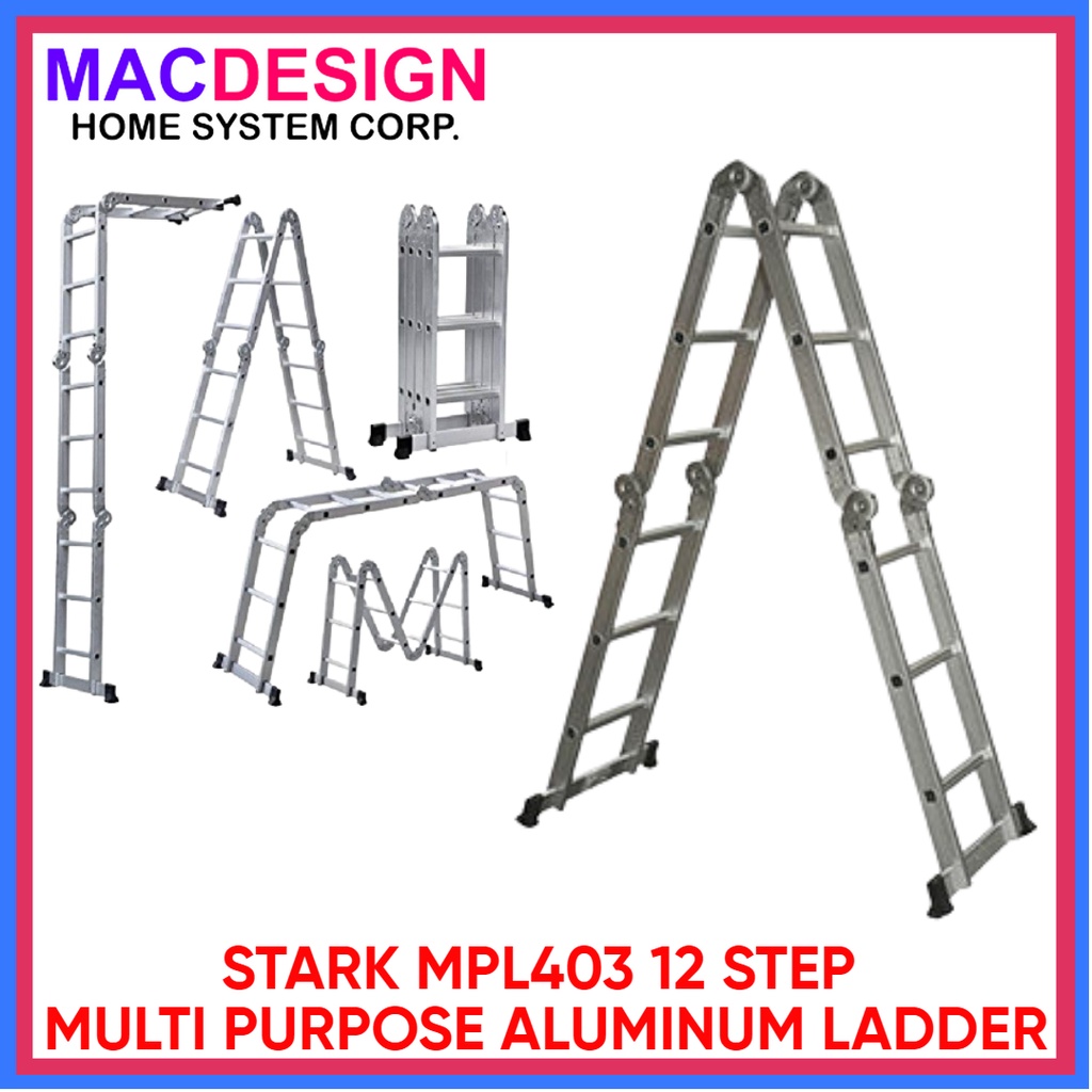 STARK MPL403 12 STEP MULTI PURPOSE ALUMINUM LADDER | Shopee Philippines