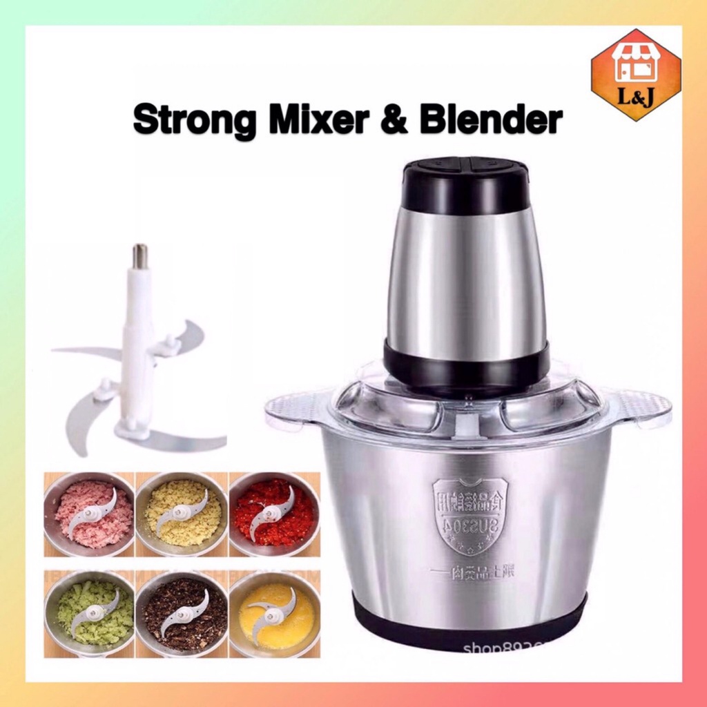 0P3Q Electric Multipurpose Stainless Steel 4 blade Blender Meat Grinder