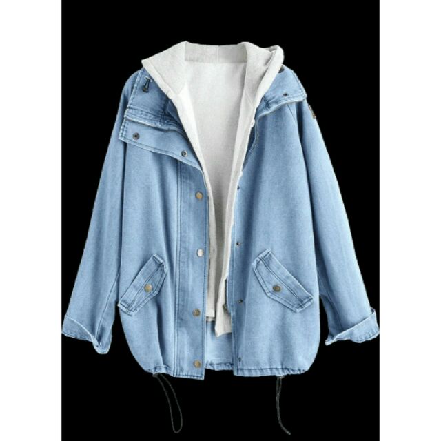 Button up denim jacket and hot sale hooded vest