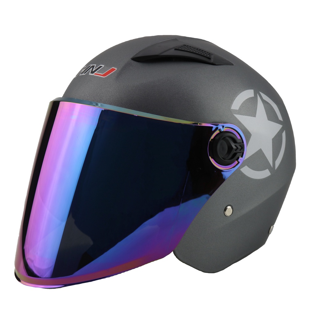HNJ Ff860 Star Women's Half Face Motorcycle Helmet Tinted Visor Motor