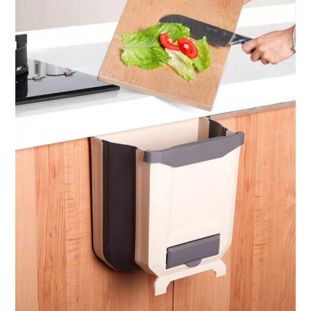 2 in 1 Foldable Dustbin Rubbish Bin Folding Trash Garbage Basket Food ...