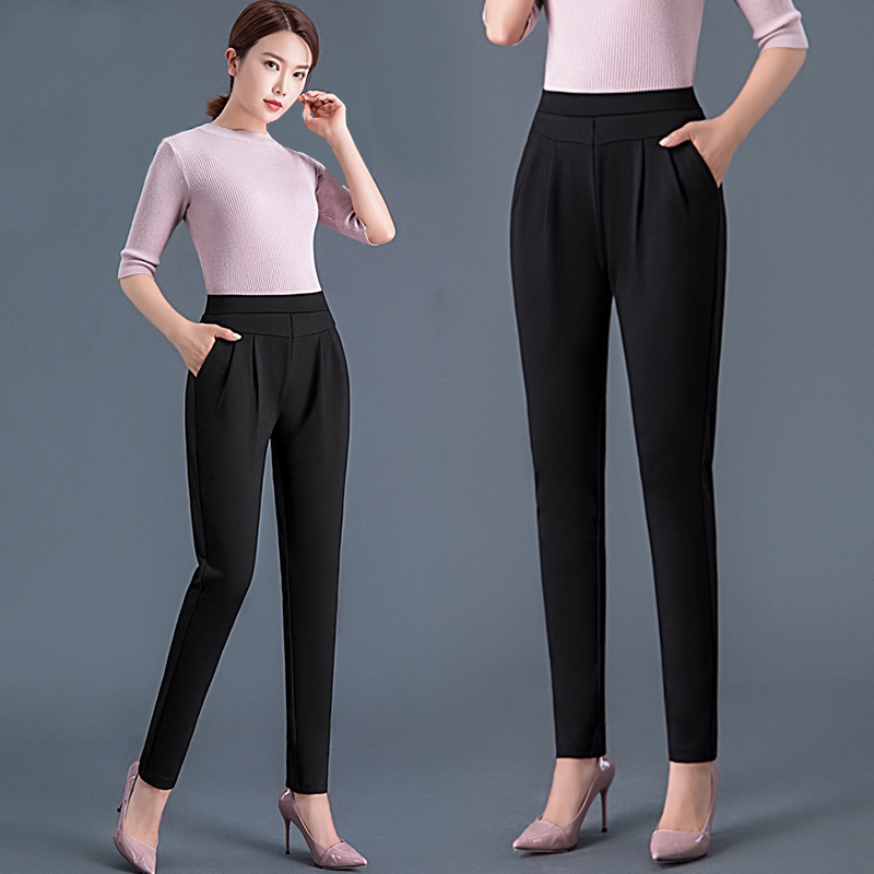 Elastic Harem Office Pants for Ladies Slacks Slim Fit Trouser | Shopee ...