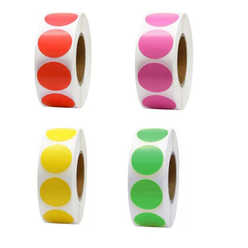 500Pcs/roll Chroma Label Color Code Point Label Sticker 1 Inch Red ...