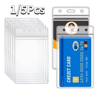 5pcs Vertical Clear Plastic Zip Lock ID Card Name Business Badge Holders Case