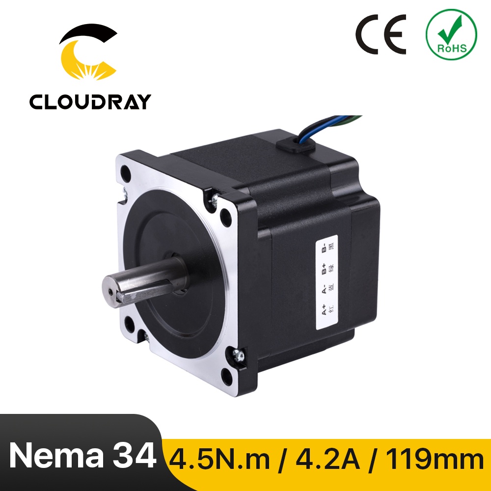 Nema 34 Stepper Motor 119mm 4.5Nm 4.2A with Brake Keyway Shaft 2 Phase