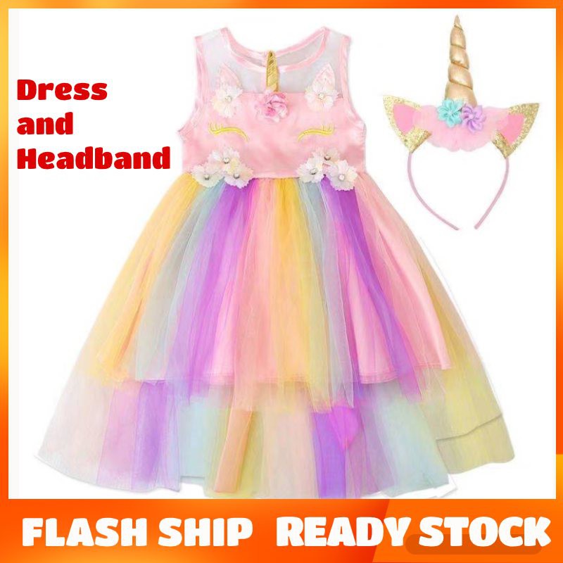 Unicorn Dress Princess Birthday Party Dress for Kids Girls High Quality