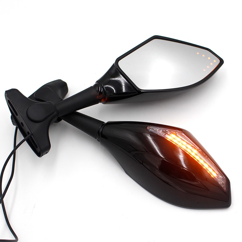 YZF R1 R6 Black L&R Motorcycle Rear View Mirrors with Turn