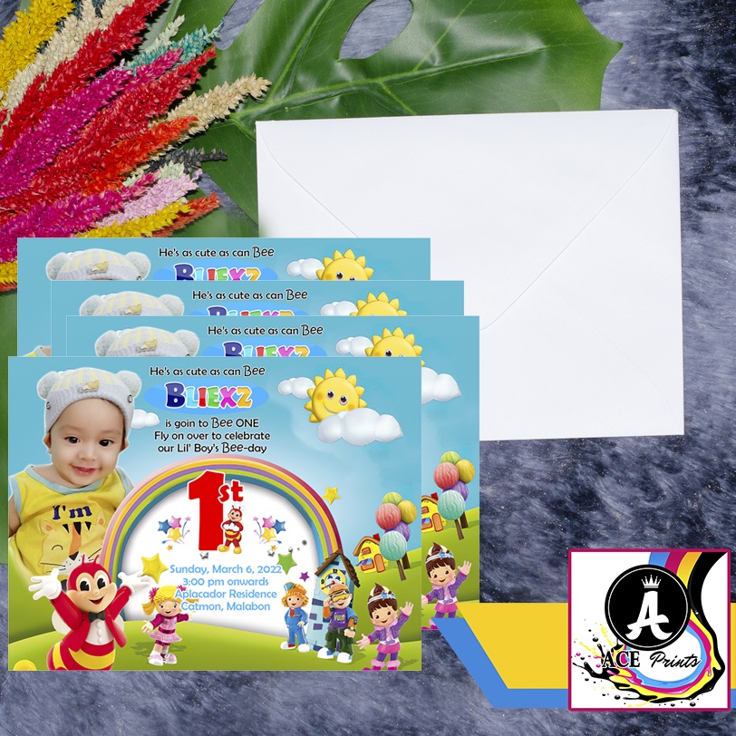 Invitation Card for Birthday / Christening Jollibee theme FREE Envelope