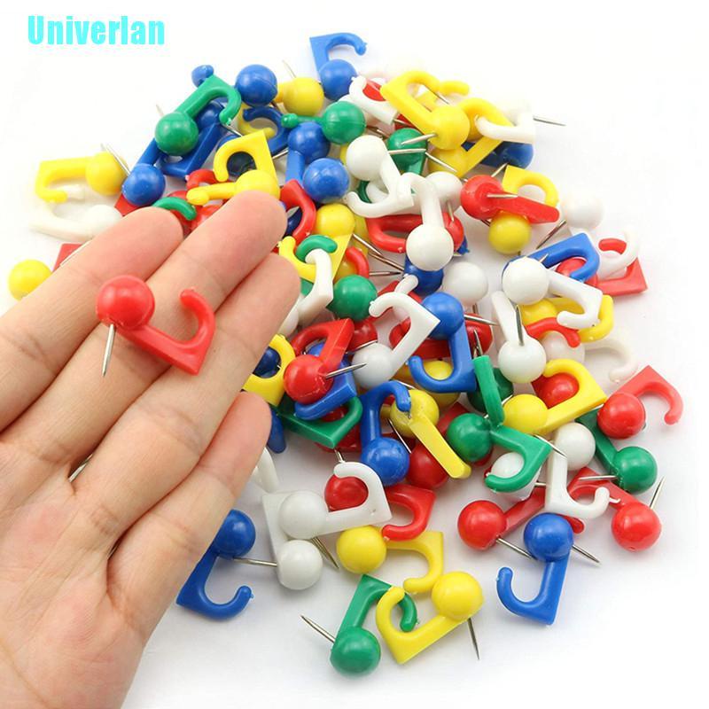 Univerlan 50pcsbox Round Head Plastic Push Pin Hooks Hanging Kit Thumb Tacks Shopee Philippines 