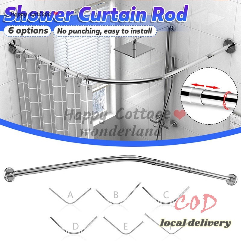 New punchfree stainless steel adjustable arc telescopic shower curtain
