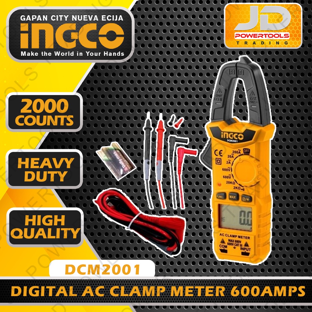 INGCO Digital AC/DC Clamp Meter Multimeter DCM2001 | Shopee Philippines