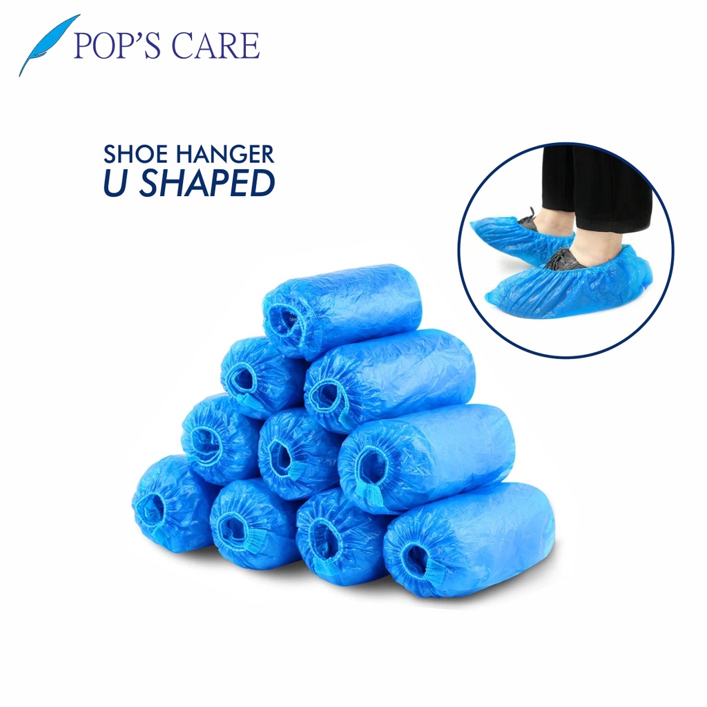 Pop's CARE Blue Plastic Disposable Shoe Covers/Raincoat Plastic Shoes
