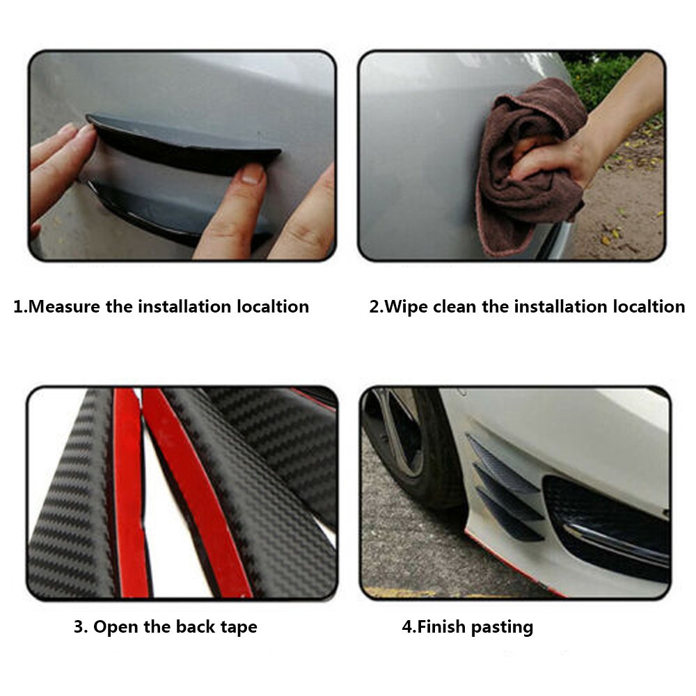 Lzone Universal Pcs Fit Front Bumper Lip Splitter Fins Body Spoiler Canards Valence Chin For