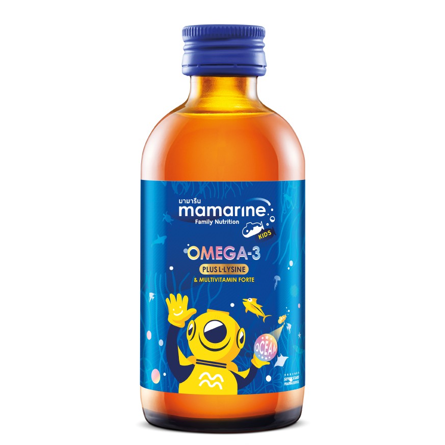 Mamarine KIDS OMEGA3 PLUS LYSINE FORTE 120ml Marine Fort Blue x 1 ...