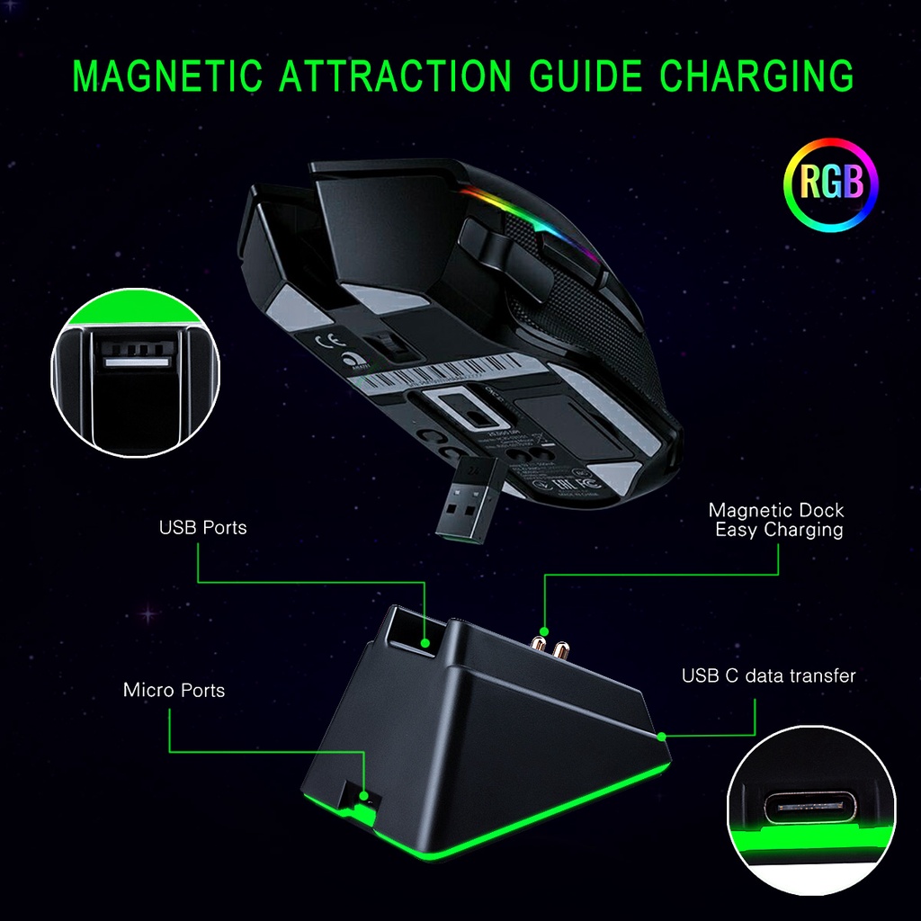 Chroma Rgb Charging Dock For Wireless Mouse Deathadder V2 Pronaga Proviper Ultimateand 9256