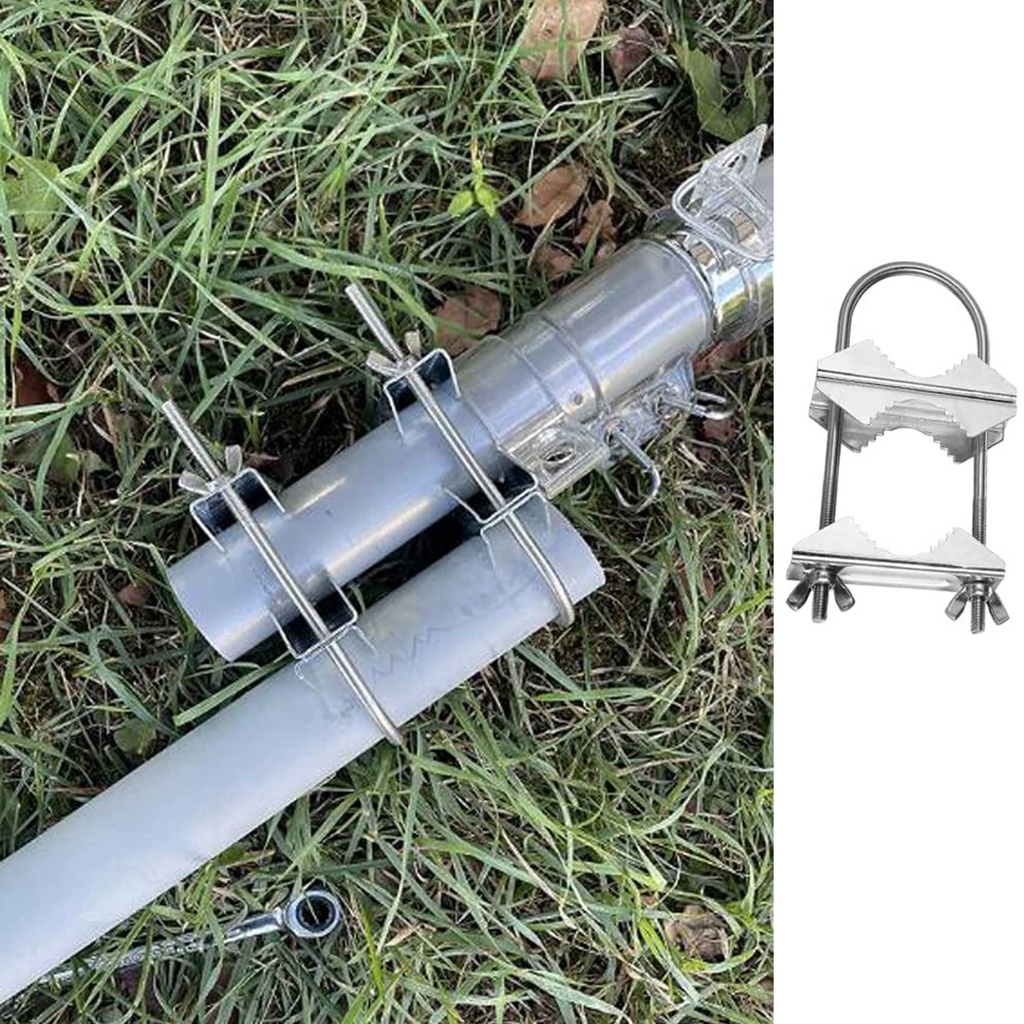 Double Antenna Mast Clamp V Jaw Block with U Bolts Heavy Duty AntiRust