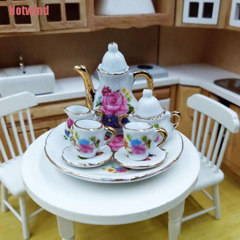 Odoria Miniature 1/12 Service à Thé En Porcelaine 15 Pièces - Accessoire Maison De Poupée