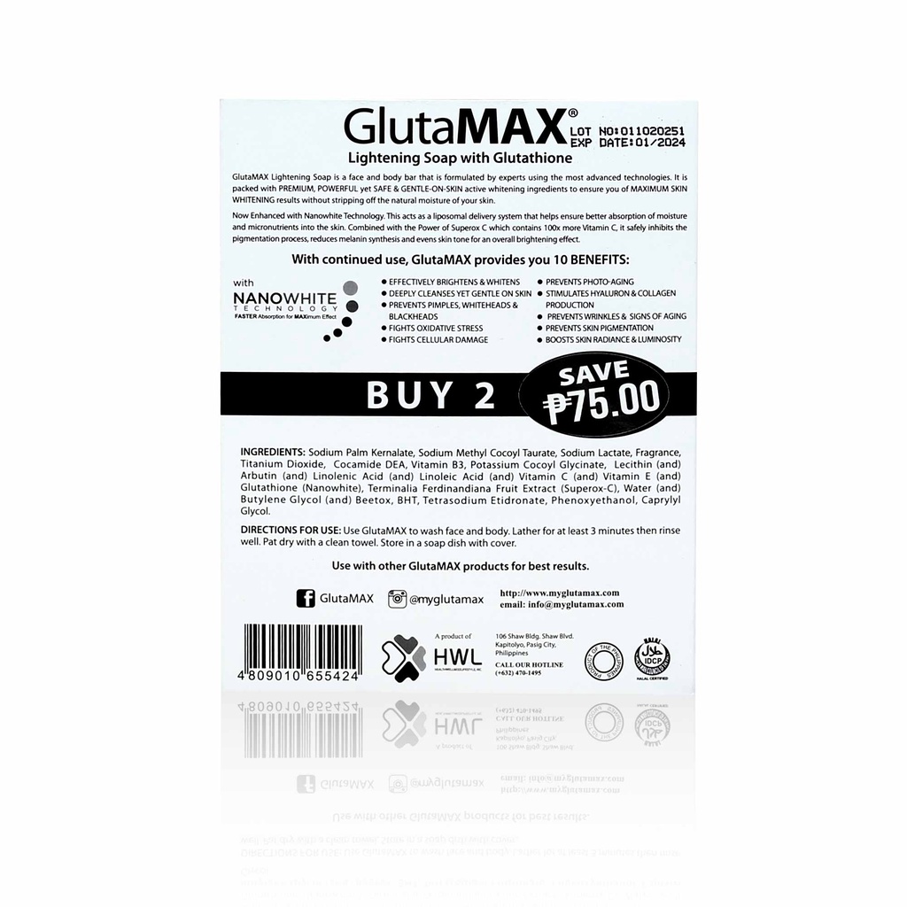 GlutaMAX Lightening Soap with Glutathione (Duo Pack)
