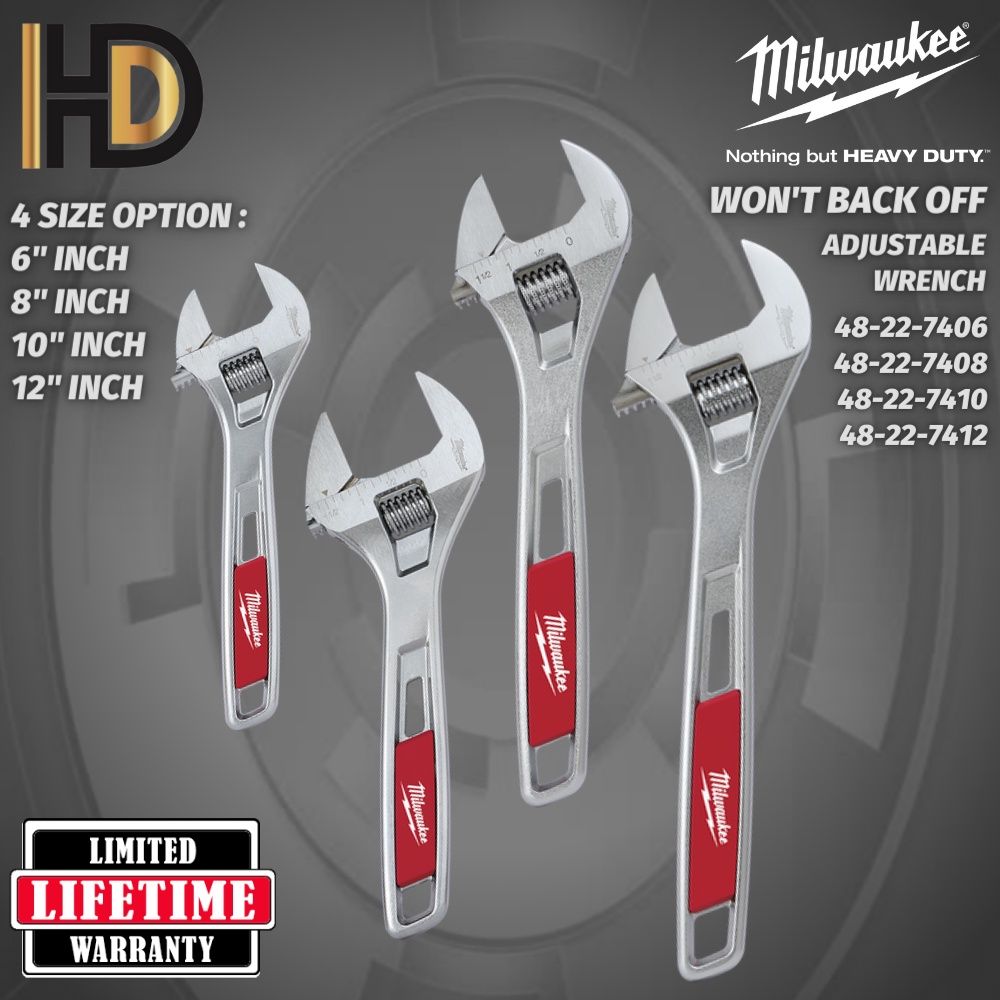 Milwaukee Adjustable Wrench Spanner ( 6" / 8" 10" / 12" ) ( 48227406 / 48227508 / 48227410