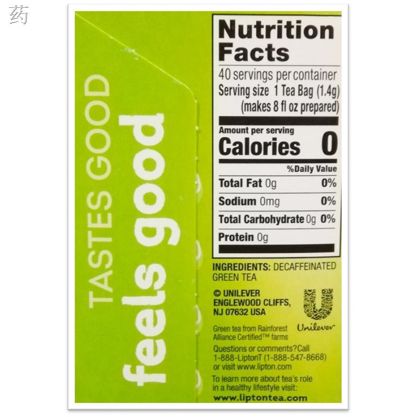 ۞ Lipton Green Tea Decaf/Decaffeinated Green Tea Bags 40 pcs per Box