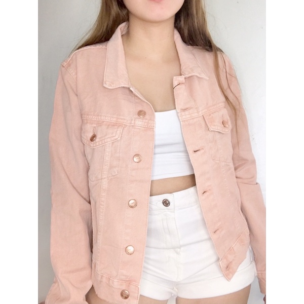 Pink denim best sale jacket zara