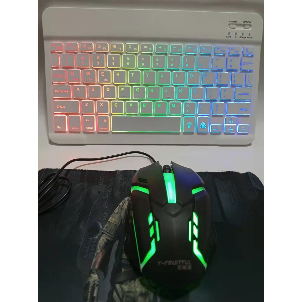 RGB Color 1O INCHES RECHARGEABLE SLIM BACKLIGHT RGB COLOR KEYBOARD WITH ...