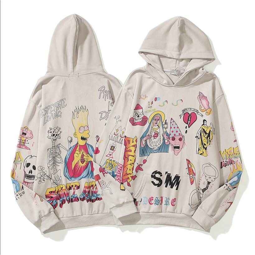 ❤❀[Spot]❤ Fashion SAINT MICHAEL 21SS new Simpson graffiti 