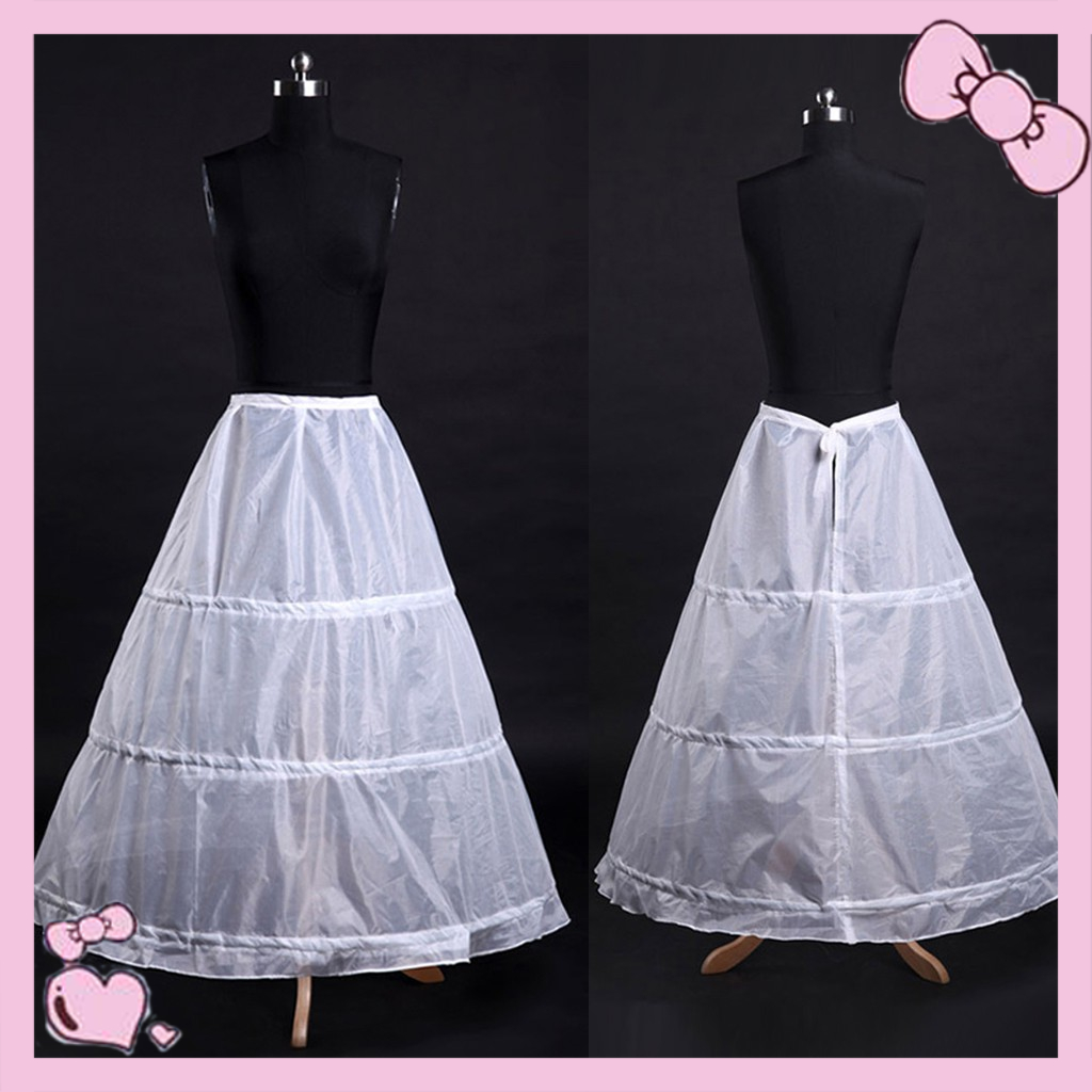 Womens A-Line Full Length 3 Hoops Petticoat Wedding Slips Crinoline Underskirt | Shopee Philippines