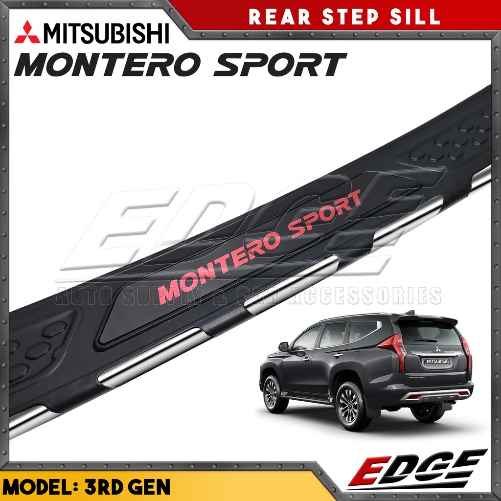 Rear Step Sill - Mitsubishi MONTERO 2016-2019 (Red Logo) - w/ chrome ...