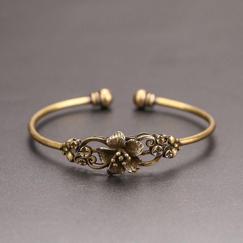 Restoring ancient ways is hand made old brass bracelet blank contracted flower hand ring female classical bronze women act the role ofing is tasted Shopee Philippines
