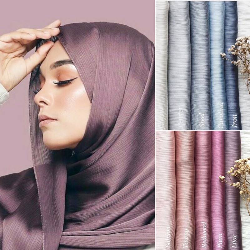 Women Plain Pleated Crinkle Wrinkle Chiffon Muslim Hijabs Shawls Muslim Turban Tudung Pashmina