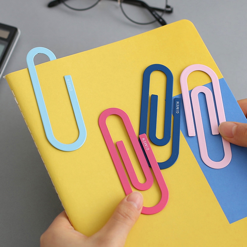 2 Pcs Cute Big Metal Paper Clip Bookmark Office School Supplies