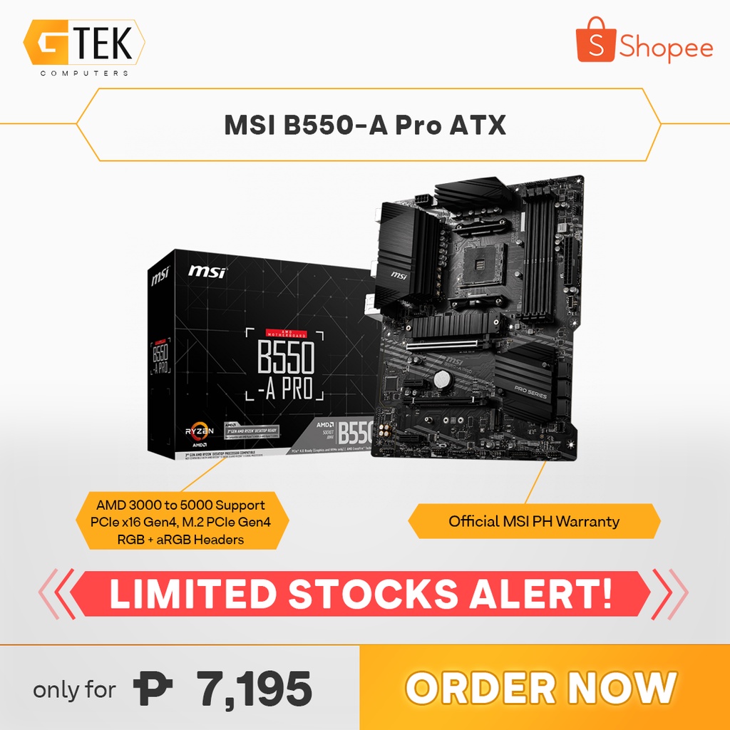 MSI B550-A Pro B550 Ryzen AM4 ATX Motherboard MSI Philippines Unit ...