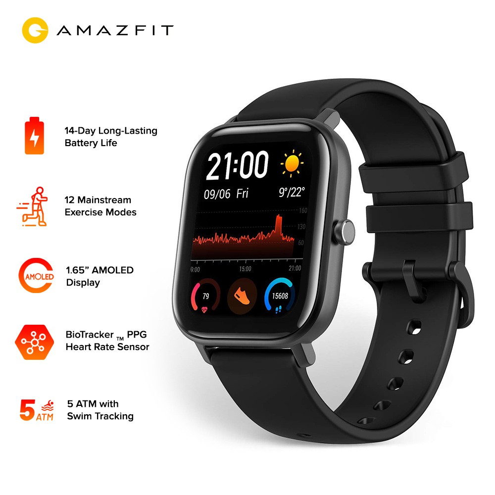 Amazfit GTS 1.65 inch AMOLED Display GPS Smart Watch 12 Sports Mode 5ATM Waterproof 14 Days Battery Shopee Philippines