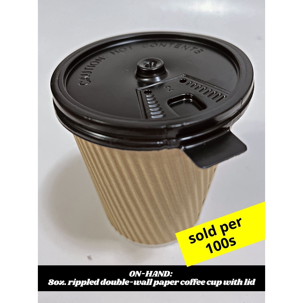 100s | 8oz. rippled double-wall paper coffee cup with lid (with hole ...