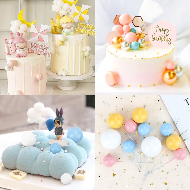 20 pcs Asstd Size Balls Cake Topper Gold White Pink Blue Decoration ...